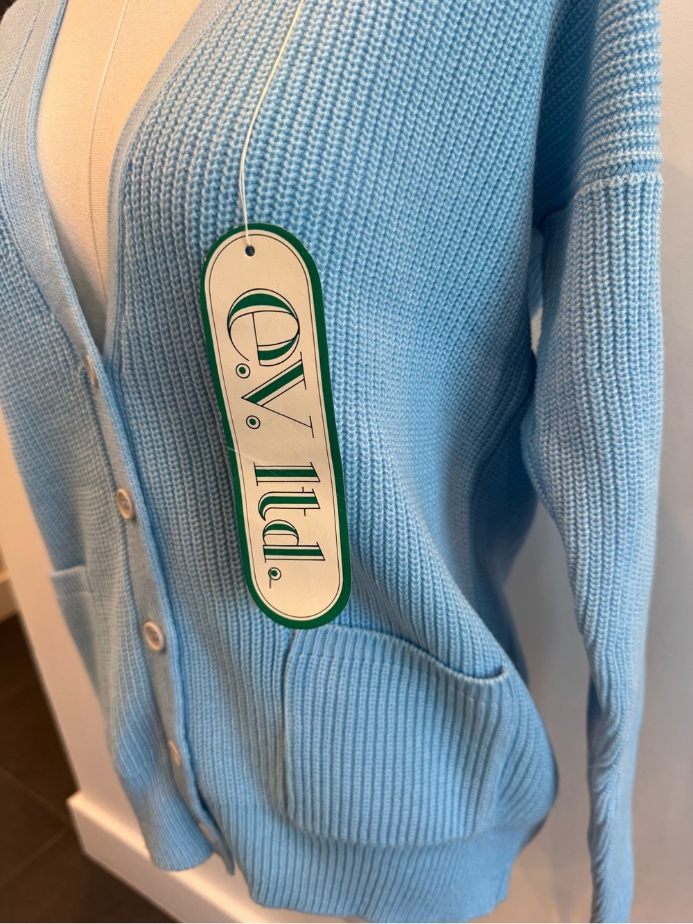e.v. ltd. Vintage 70-80s Deadstock Baby Blue Cardigan Sweater Coquette Pastel - Picture 2 of 9